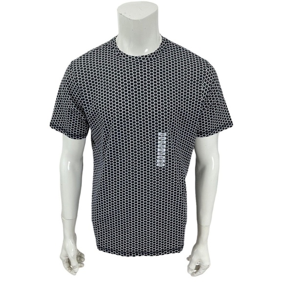 International Report Essentials Black White Geometric Crewneck T-shirt Mens XL - Picture 3 of 11